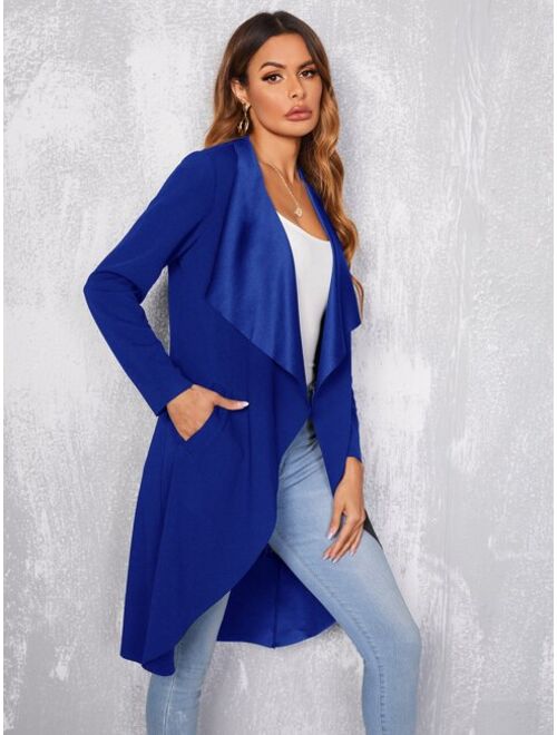 SHEIN Waterfall Collar Slant Pocket Coat