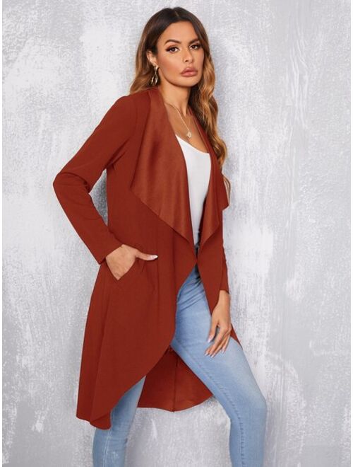 SHEIN Waterfall Collar Slant Pocket Coat