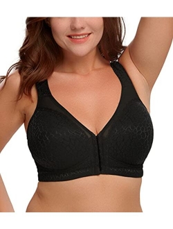 HACI Women's Front Closure Posture Bra Full Coverage Back Support Wireless Comfy