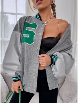 Letter Embroidery Bomber Jacket