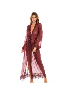 Oh La La Cheri Provence Eyelash-Lace Floor-Length Robe 95-11136