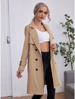 Double Breasted Buckle Belted Trench Coat