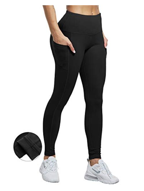 ATHVOTAR Women's Fleece Lined Yoga Pants with Pockets Winter Warm Thermal Workout Leggings with Pockets