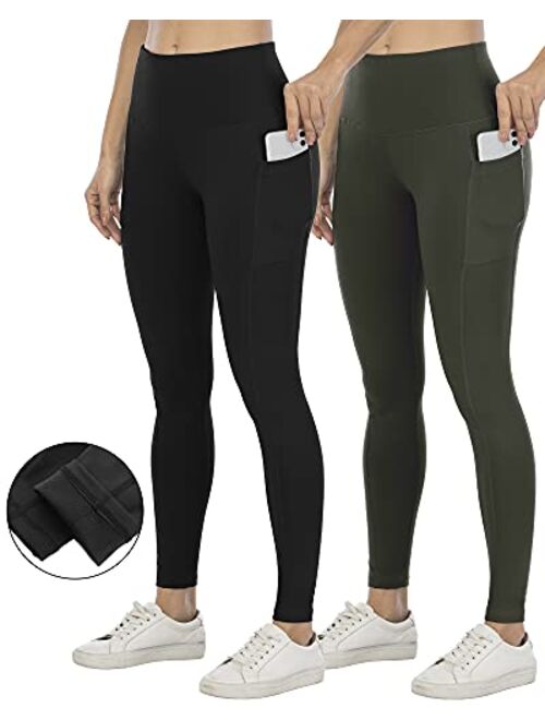 ATHVOTAR Women's Fleece Lined Yoga Pants with Pockets Winter Warm Thermal Workout Leggings with Pockets