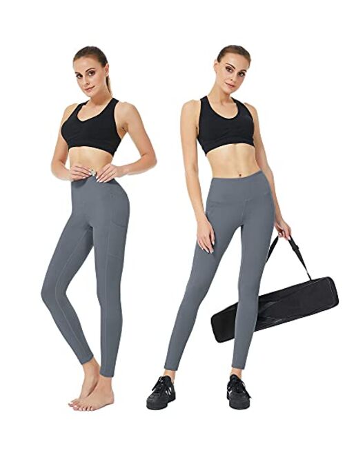 SILKWORLD Fleece Lined Leggings for Women High Waist Thermal Yoga Pants with Hidden Pockets