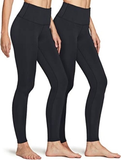 2 Pack Women's Thermal Yoga Pants, High Waist Warm Fleece Lined Leggings, Winter Workout Running Tights