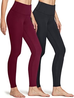 2 Pack Women's Thermal Yoga Pants, High Waist Warm Fleece Lined Leggings, Winter Workout Running Tights