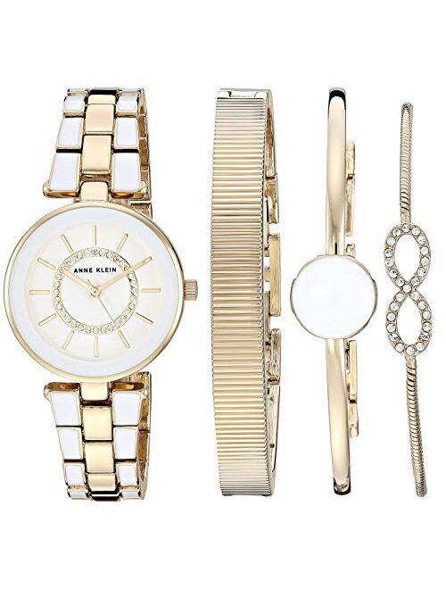 Anne Klein Women's Premium Crystal Accented Watch and Bracelet Set