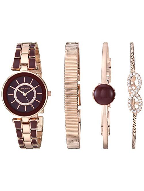 Anne Klein Women's Premium Crystal Accented Watch and Bracelet Set