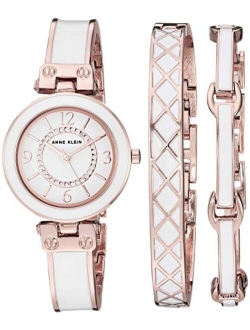 Women's Premium Crystal Accented Bangle Watch and Bracelet Set