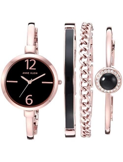 Women's Bangle Watch and Premium Crystal Accented Bracelet Set