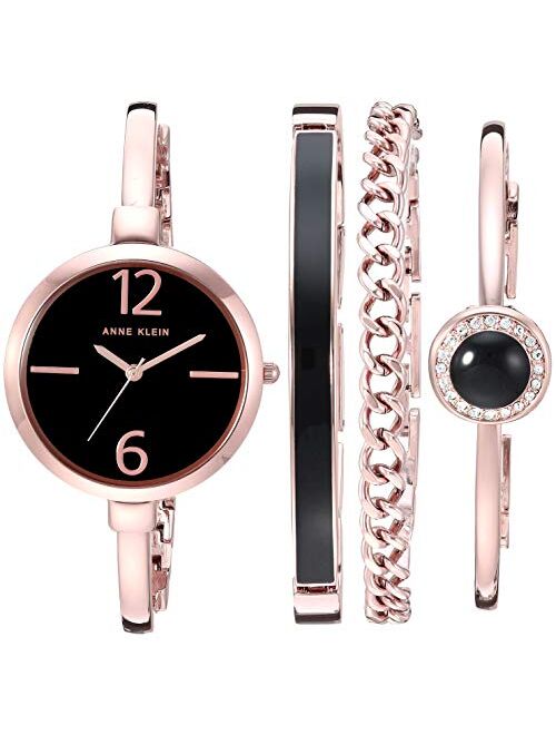 Anne Klein Women's Bangle Watch and Premium Crystal Accented Bracelet Set