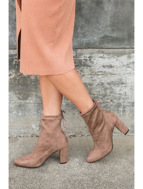 Lulus Juney Blush Suede Ankle Booties