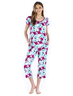 bSoft Women's Sleepwear Bamboo Short Sleeve Top and Capri Pajama Set