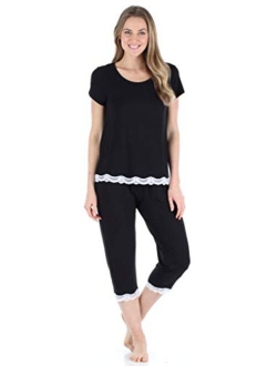 bSoft Women's Sleepwear Bamboo Short Sleeve Top and Capri Pajama Set