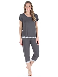 bSoft Women's Sleepwear Bamboo Short Sleeve Top and Capri Pajama Set