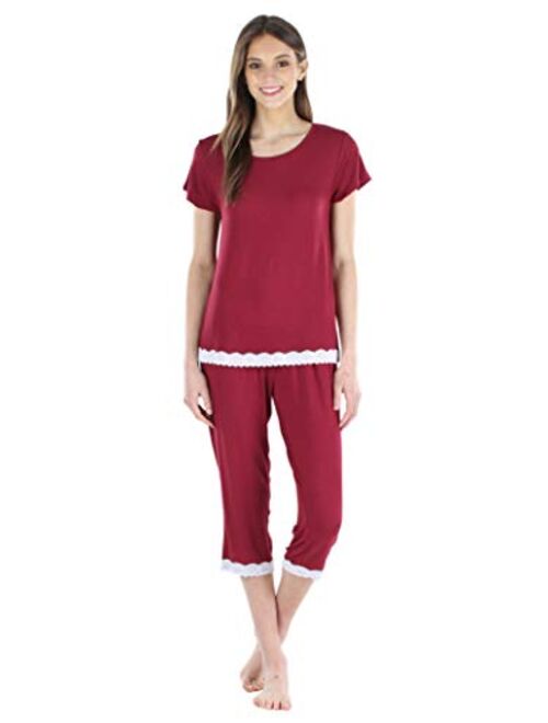 bSoft Women's Sleepwear Bamboo Short Sleeve Top and Capri Pajama Set