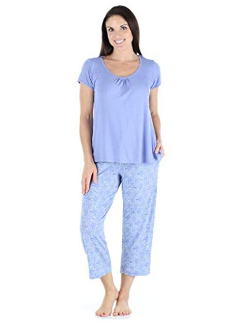 bSoft Women's Sleepwear Bamboo Short Sleeve Top and Capri Pajama Set