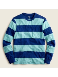 Long-sleeve slub cotton T-shirt in deck stripe