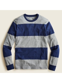 Long-sleeve slub cotton T-shirt in deck stripe