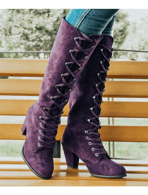 ROSY Purple Lace-Up Knee-High Boot - Women