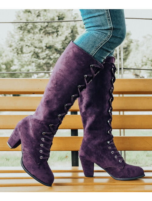 ROSY Purple Lace-Up Knee-High Boot - Women