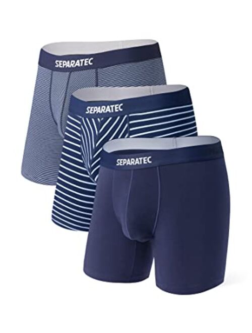 Separatec Men's Dual Pouch Underwear Comfort Flex Fit Premium Cotton Modal Blend Boxer Briefs 3 Pack