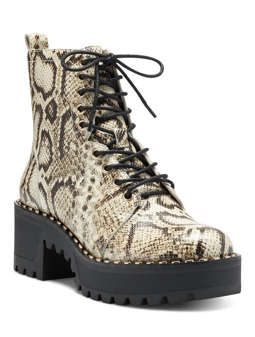 Natural Snakeskin-Print Mecale Combat Boot - Women