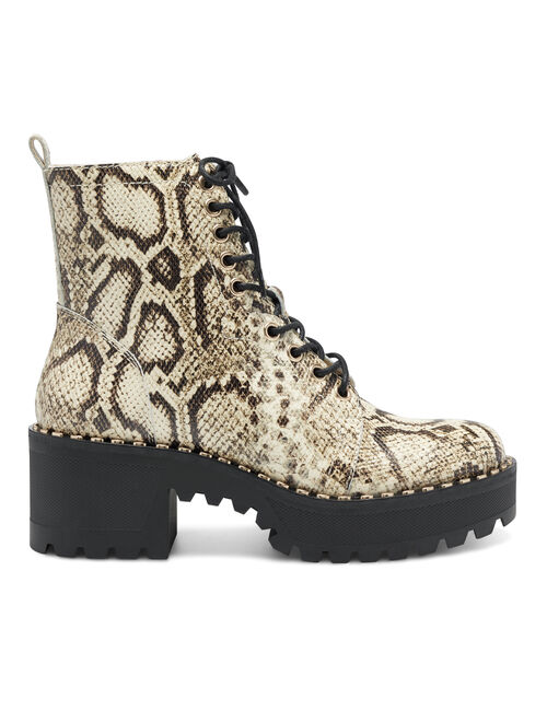 Natural Snakeskin-Print Mecale Combat Boot - Women