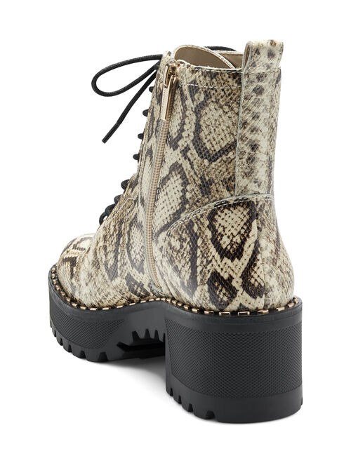 Natural Snakeskin-Print Mecale Combat Boot - Women