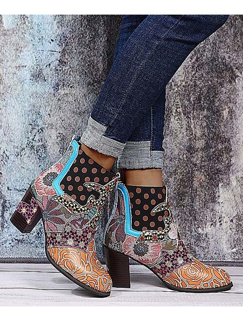 RXFSP | Yellow Abstract Patchwork Ankle Boot - Women