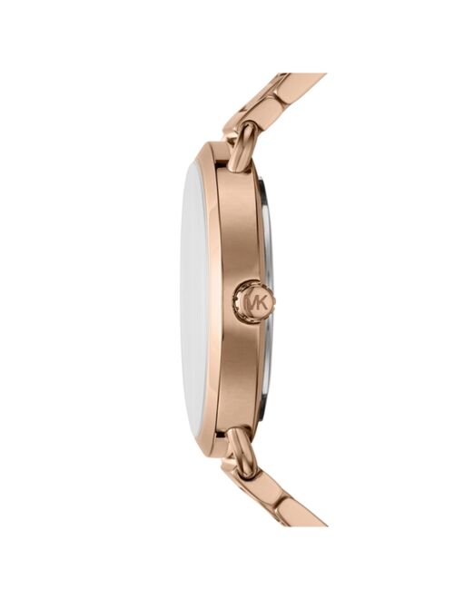 Michael Kors Women's Portia Rose Gold-Tone Stainless Steel Bracelet Watch 37mm Gift Set