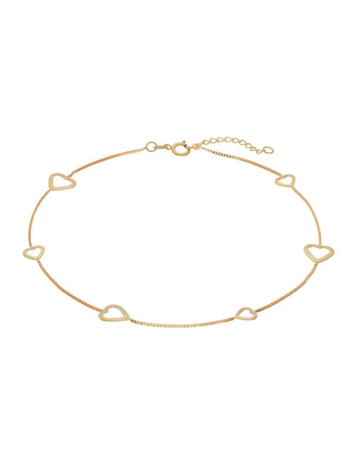 14k Gold Open-Heart Anklet