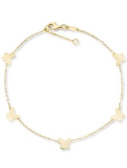 Macy's Polished Butterfly Ankle Bracelet in 10k Gold