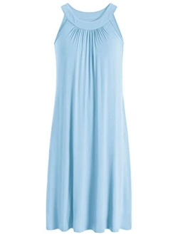 Latuza Women's Bamboo Viscose Sleeveless Nightgown with Pockets