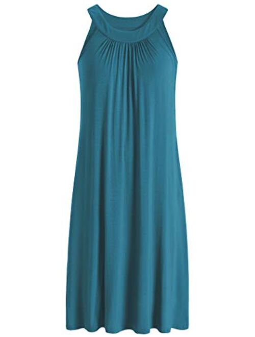 Latuza Women's Bamboo Viscose Sleeveless Nightgown with Pockets