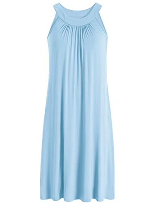 Latuza Women's Bamboo Viscose Sleeveless Nightgown with Pockets