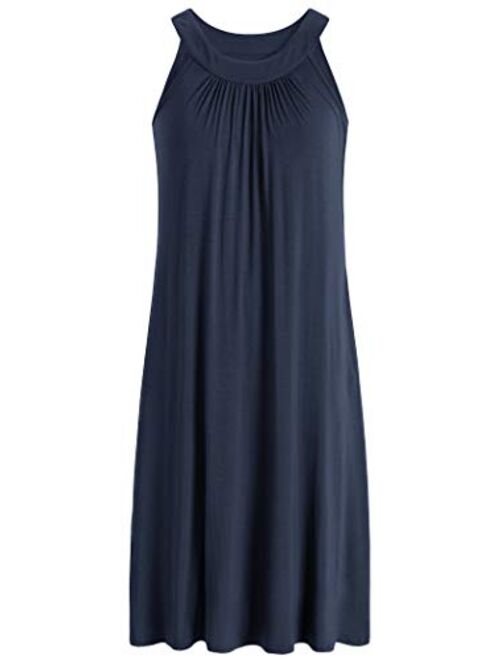 Latuza Women's Bamboo Viscose Sleeveless Nightgown with Pockets