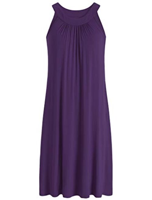 Latuza Women's Bamboo Viscose Sleeveless Nightgown with Pockets