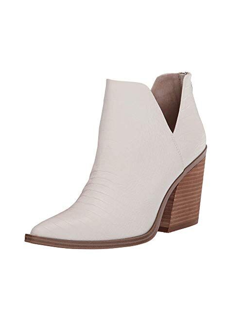 Womens Ankle Boots Slip on Cutout Pointed Toe Snakeskin Chunky Stacked Mid Heel Booties