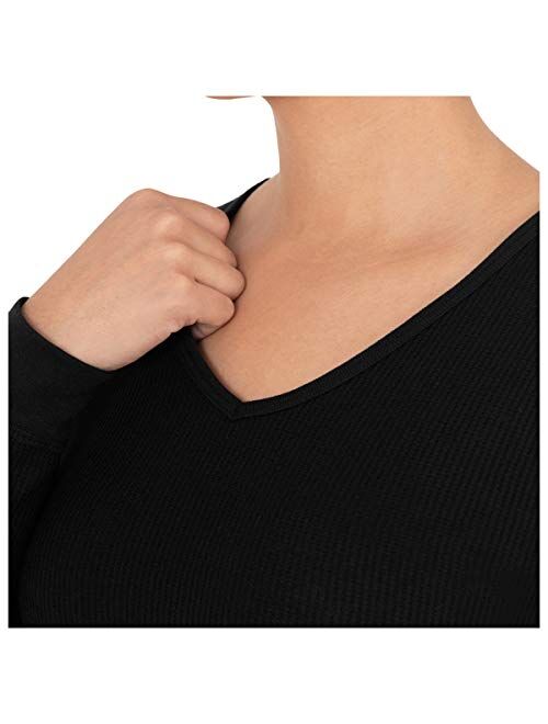 Fruit of the Loom Women's Micro Waffle Premium Thermal V-Neck