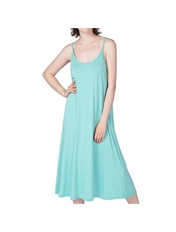 Lu's Chic Women's Bamboo Nightgown Cami Cotton Sleepwear Plus Size Sleeveless Loungewear