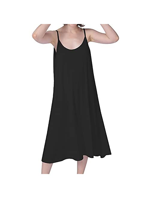 Lu's Chic Women's Bamboo Nightgown Cami Cotton Sleepwear Plus Size Sleeveless Loungewear