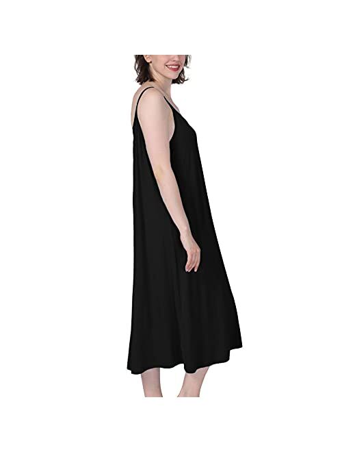 Lu's Chic Women's Bamboo Nightgown Cami Cotton Sleepwear Plus Size Sleeveless Loungewear