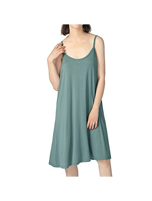 Lu's Chic Women's Bamboo Nightgown Cami Cotton Sleepwear Plus Size Sleeveless Loungewear