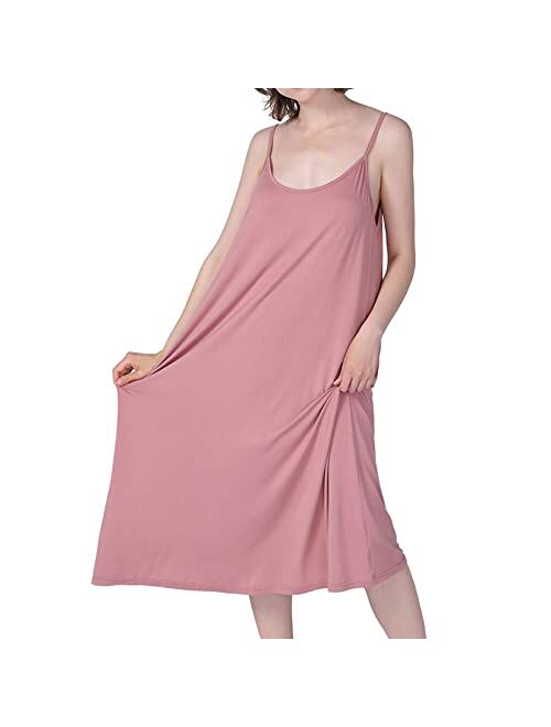 Lu's Chic Women's Bamboo Nightgown Cami Cotton Sleepwear Plus Size Sleeveless Loungewear