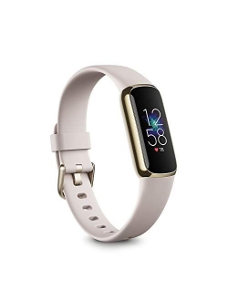 Luxe Fitness and Wellness Tracker with Stress Management, Sleep Tracking and 24/7 Heart Rate, One Size S L Bands Included, Lunar White/Soft Gold Stainless Steel, 1