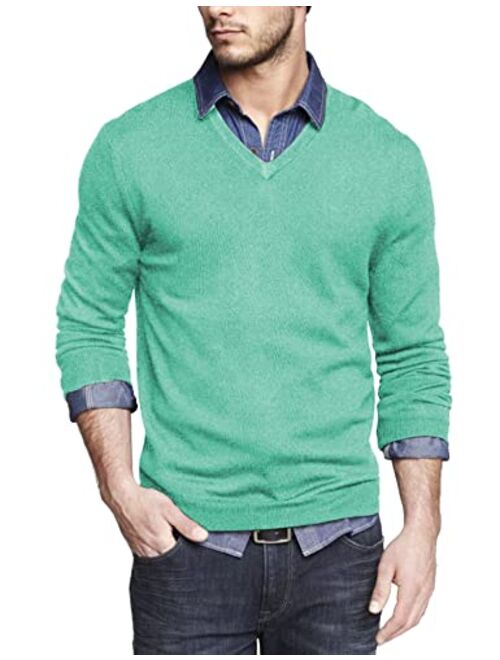 COOFANDY Men Casual V Neck Sweater Ribbed Knit Slim Fit Long Sleeve Pullover Top