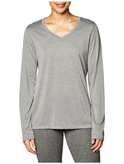 Womens Cooldri Performance Long Sleeve V-neck Tee