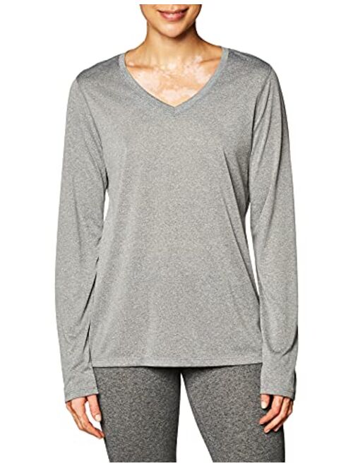 Hanes Women’s Cooldri Performance Long Sleeve V-neck Tee